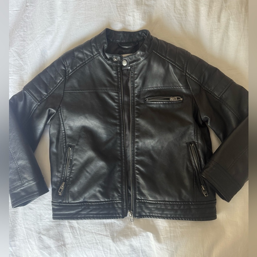 Zara Kids Black Faux Leather Jacket